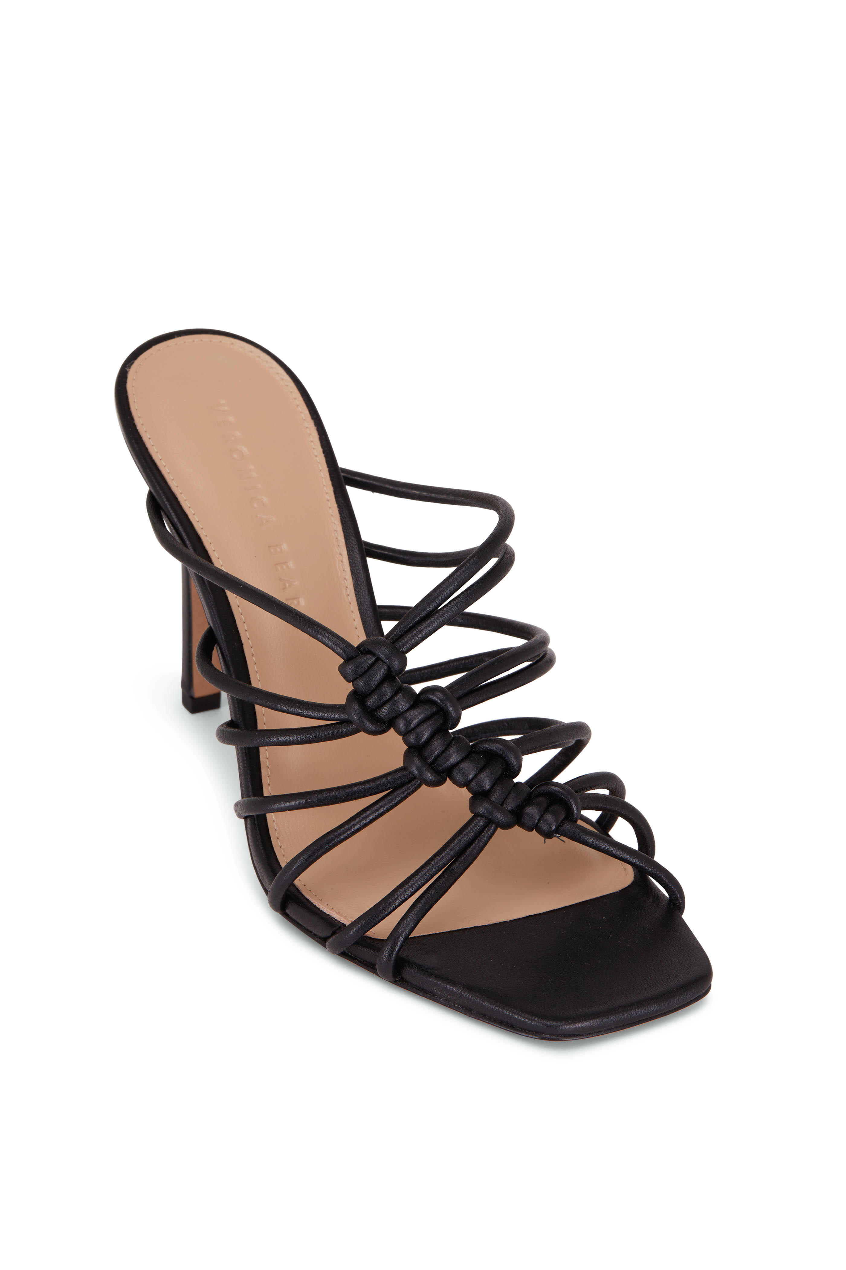 Veronica Beard - Avita Black Leather Knotted Strap Sandal, 90mm