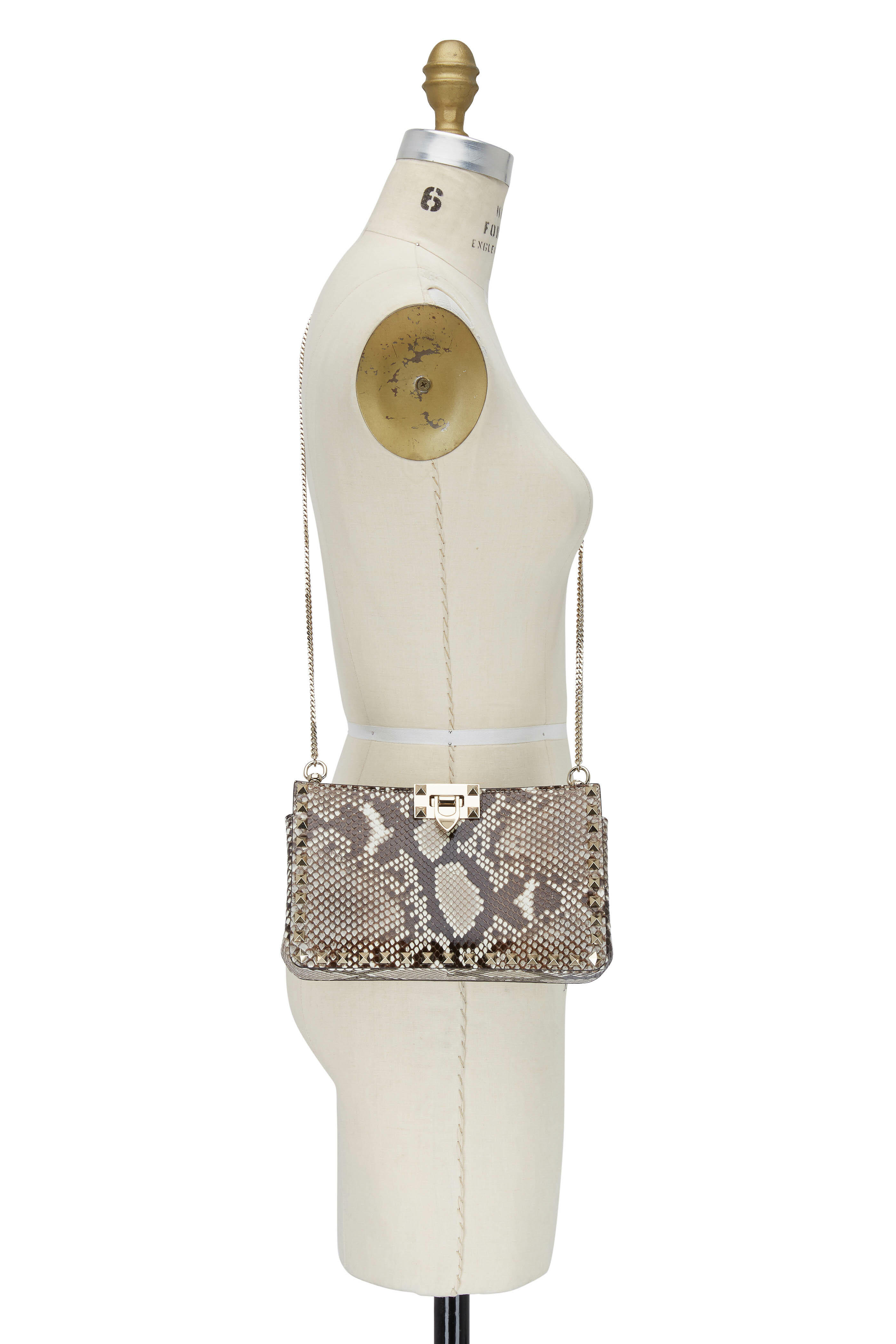 Valentino Garavani - Natural Python Rockstud Chain Clutch