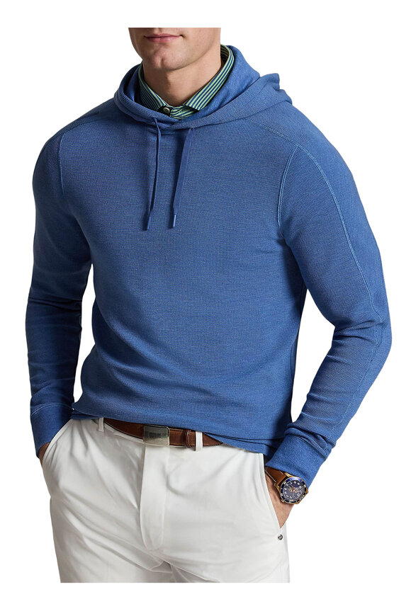 RLX Ralph Lauren Blue Tech Waffle Knit Hoodie - view 2