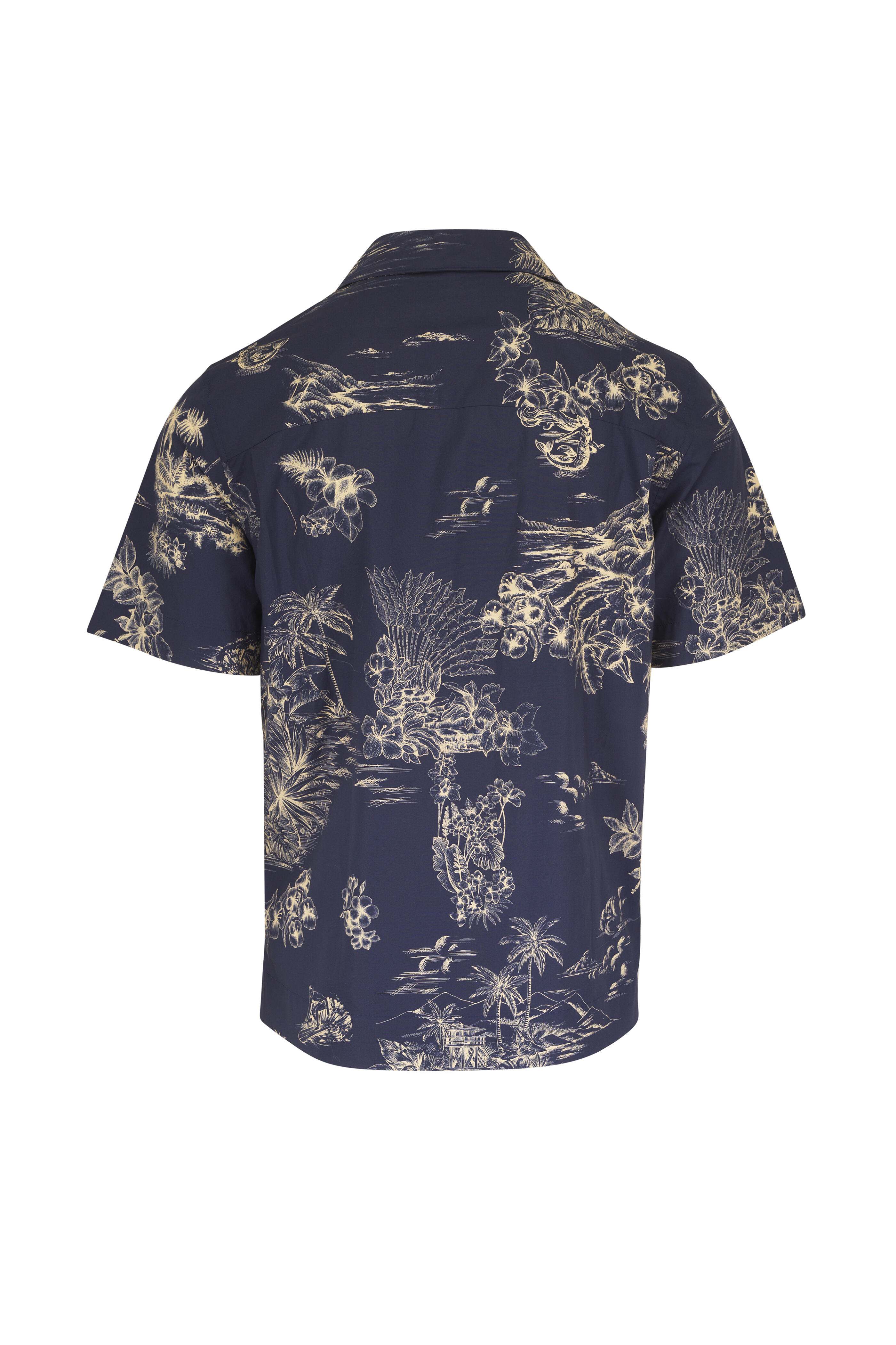 Moncler - Floral Print Navy Blue Short Sleeve Cotton Shirt - view 4
