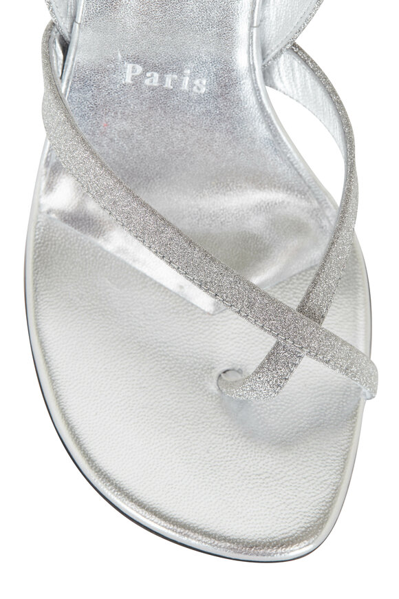 Christian Louboutin Taralita Silver Glitter Slingback Sandal, 85mm - view 4