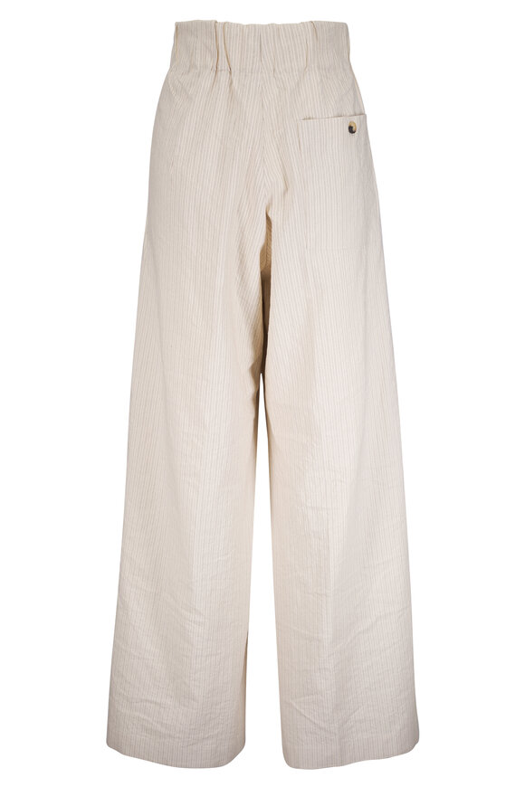 Dries Van Noten Pila Ecru Stripe Washed Cotton Pant - view 3