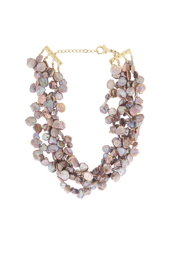 Cristina V. Taupe Multi Strand Keshi Pearl Necklace - view 1