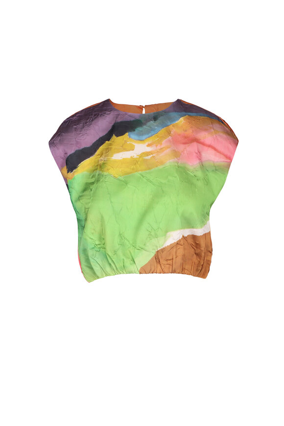 Ulla Johnson Gisella Multicolored Satin Crop Top