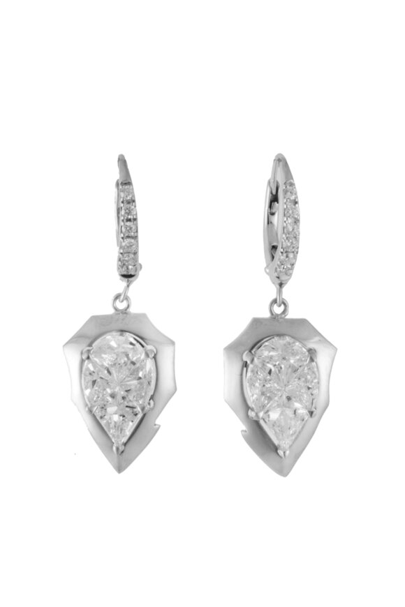 Sylva & Cie Mosaic Diamond Shield Earrings - view 2