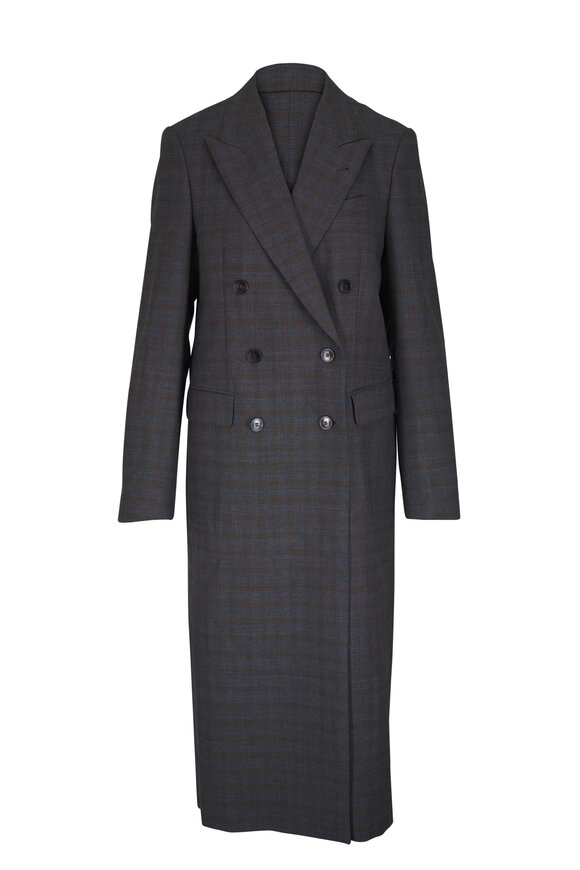 Dries Van Noten Brown Check Wool Coat - view 1