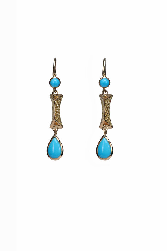 Ray Griffiths Pyramid Turquoise Crownwork Earrings
