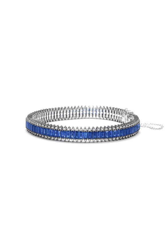 Nam Cho White Gold Blue Sapphire Tennis Bracelet