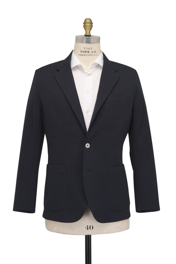Stefan Brandt Adrian Navy Blue French Terry Jersey Blazer - view 2