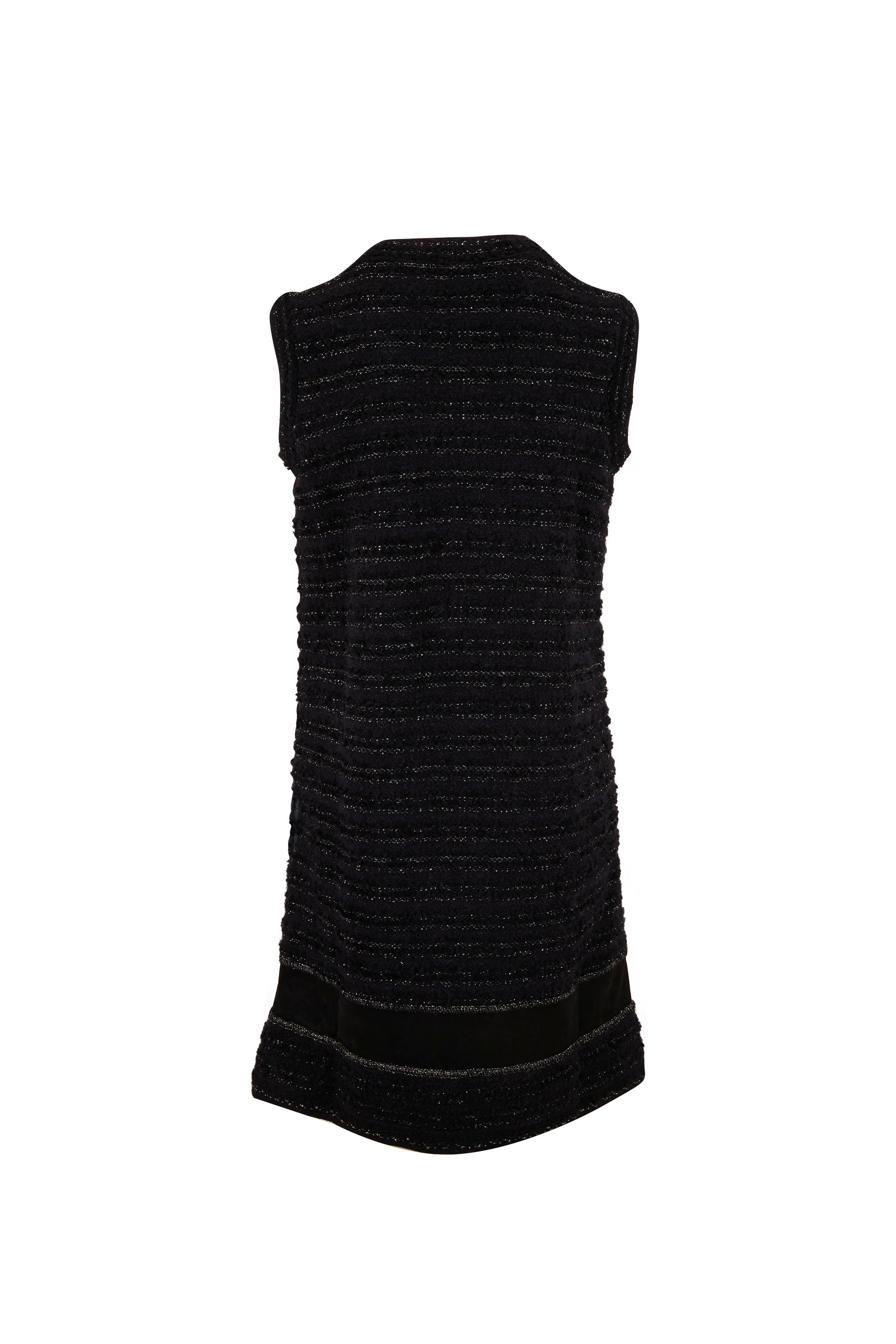 D.Exterior - Black Bouclé Tweed Sleeveless Shift Dress