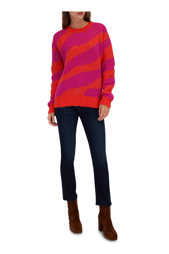 Mother - The Biggie Orange & Pink Zebra Print Sweater