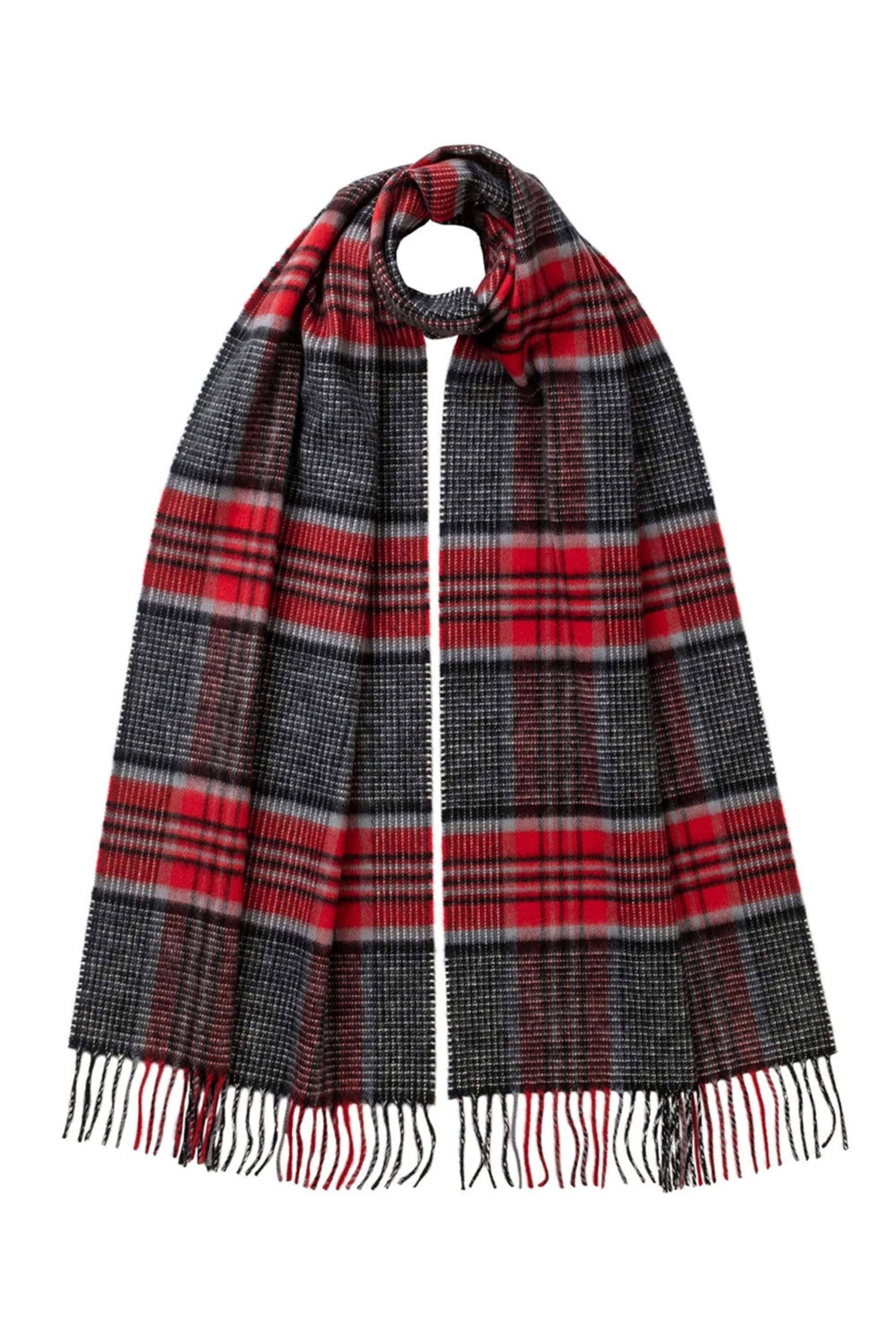 Johnstons Of Elgin - Wool Check Scarf in Red