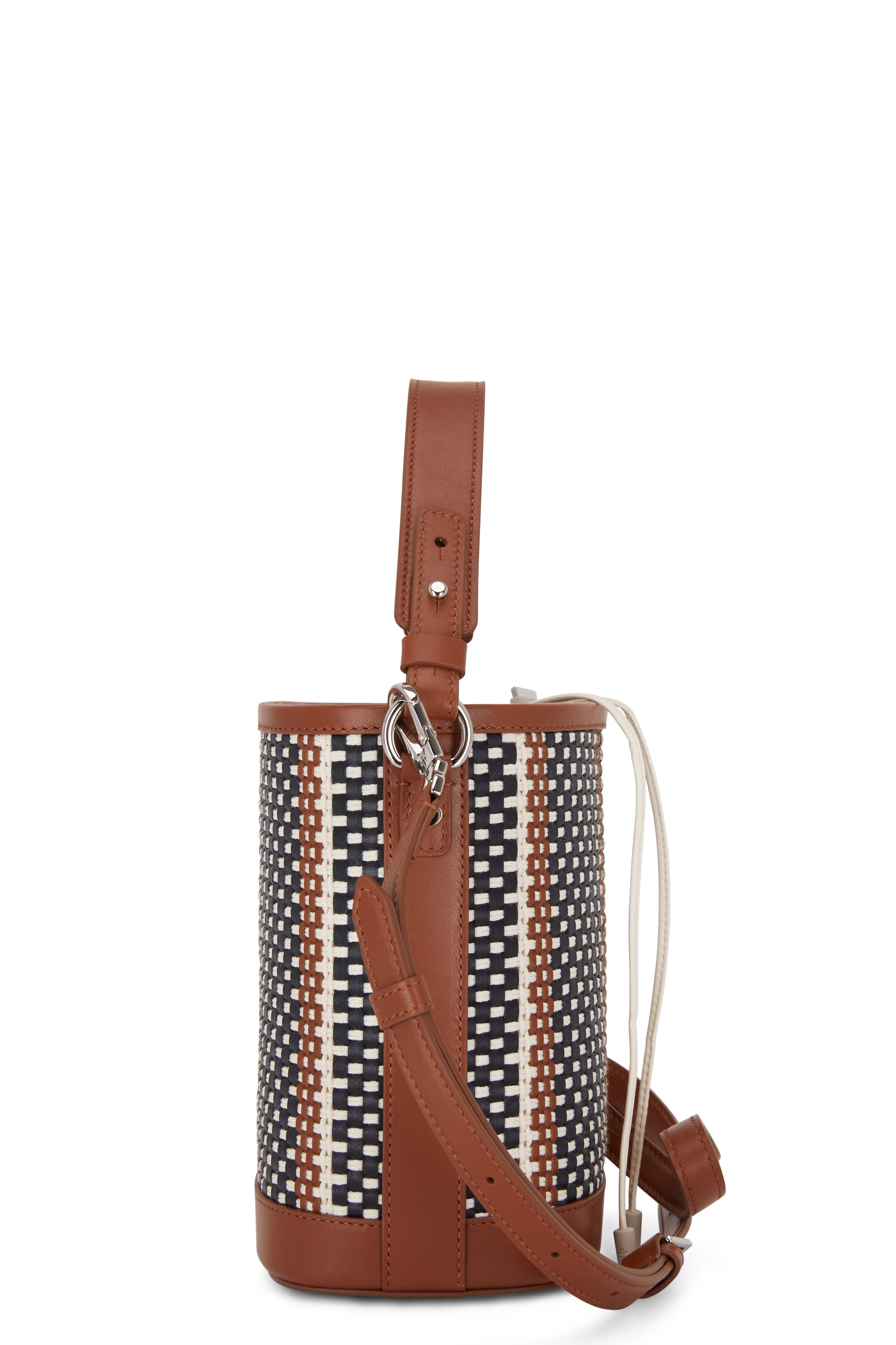 Loro Piana - Artemis Saddle Brown & Navy Weaved Bucket Bag