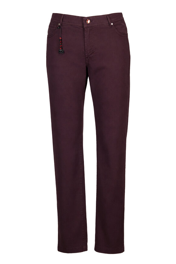 Marco Pescarolo Burgundy Supima Cotton Five Pocket Pant - view 1