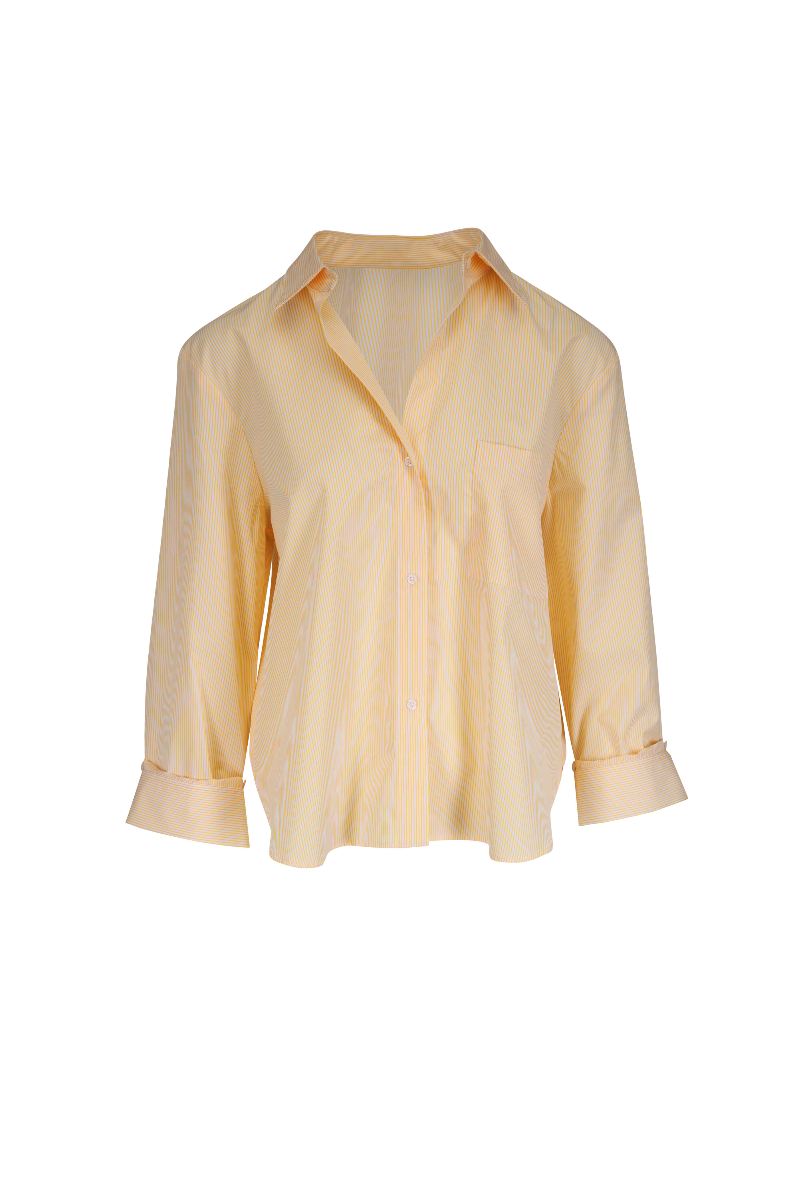 TWP - Next Morning White & Yellow Cotton Button Up Shirt
