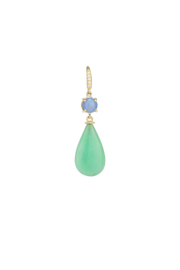 Lauren K 18k Yellow Gold Chrysoprase Drop Earring - view 2