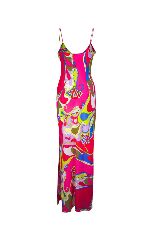 Pucci - Pink Multi Crepe De Chine Maxi Dress