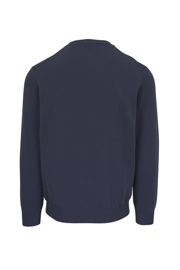 Fedeli - Blue Cotton Crewneck Sweater 