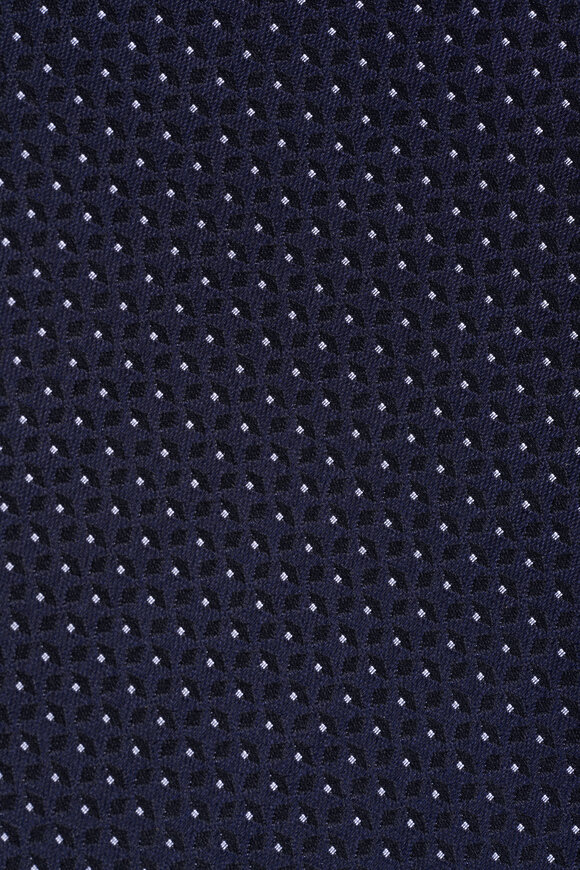 Zegna Navy Blue Geometric Silk Necktie - view 2