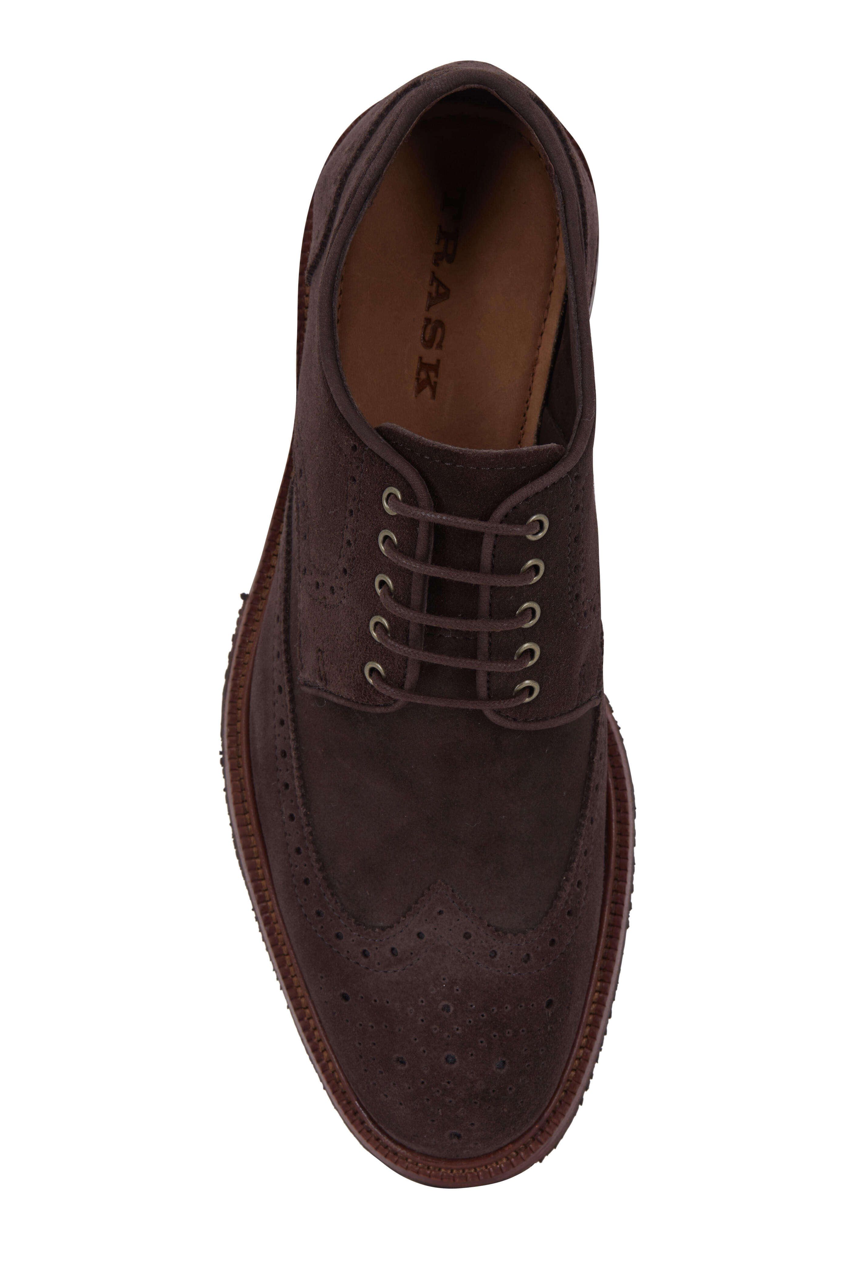 Trask Logan Charcoal English Suede Wingtip Derby Shoe