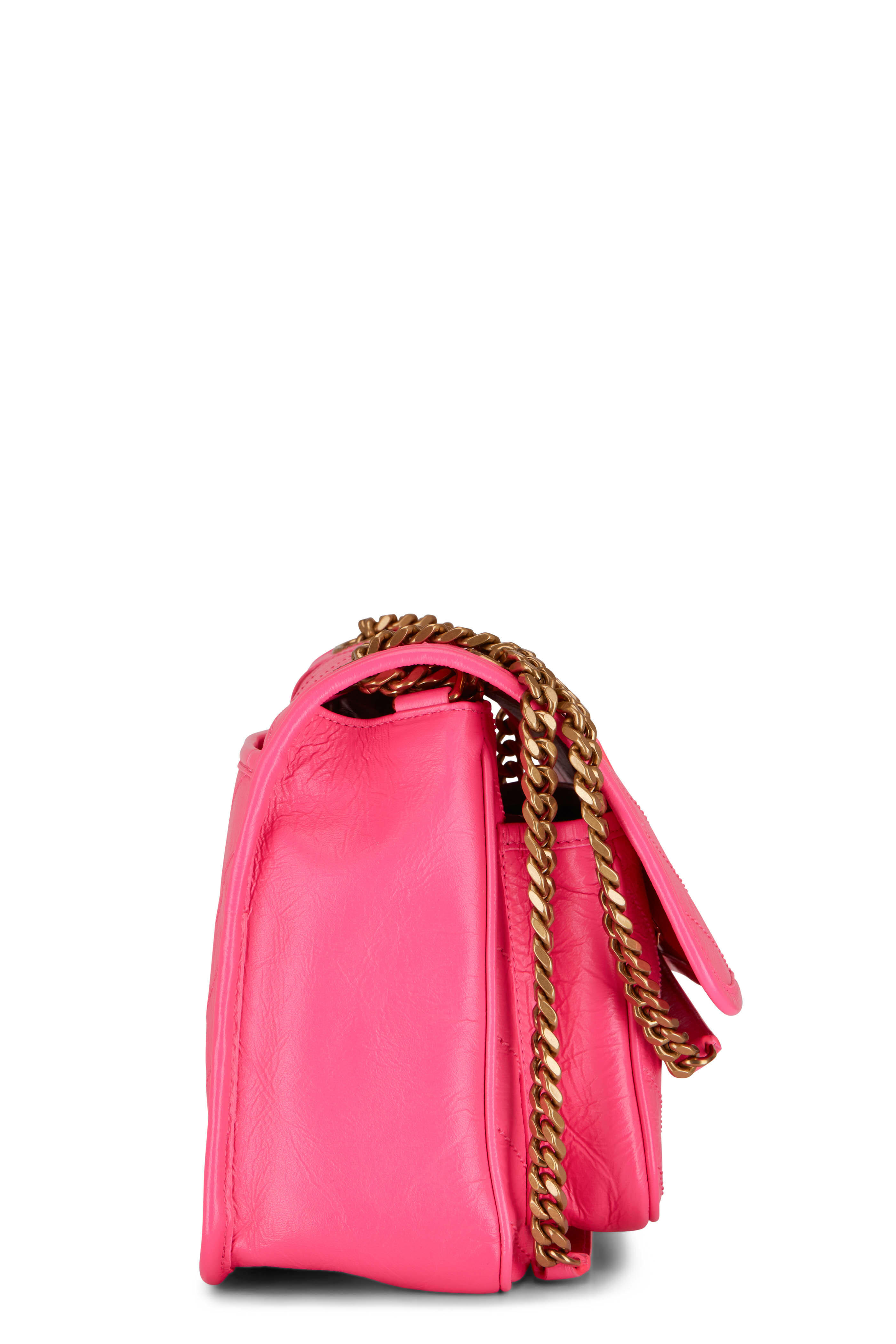 Saint Laurent - Niki Fluorescent Rose Leather Shoulder Bag