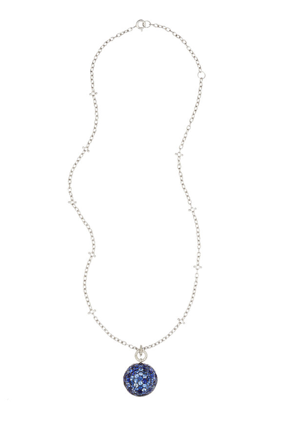 Nam Cho - White Gold Multi Sapphire Diamond Ball Necklace