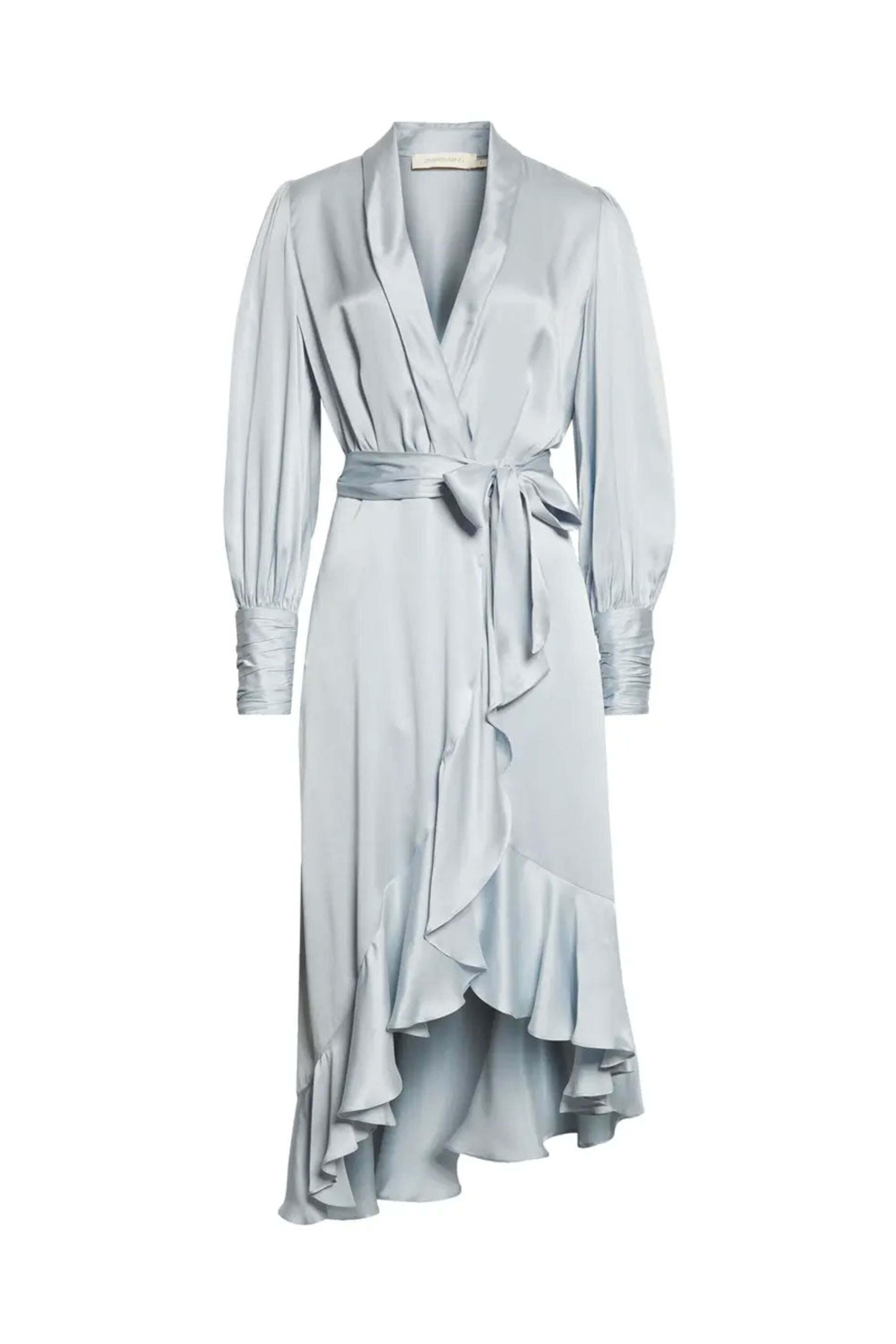 Zimmermann - Ice Blue Silk Wrap Midi Dress