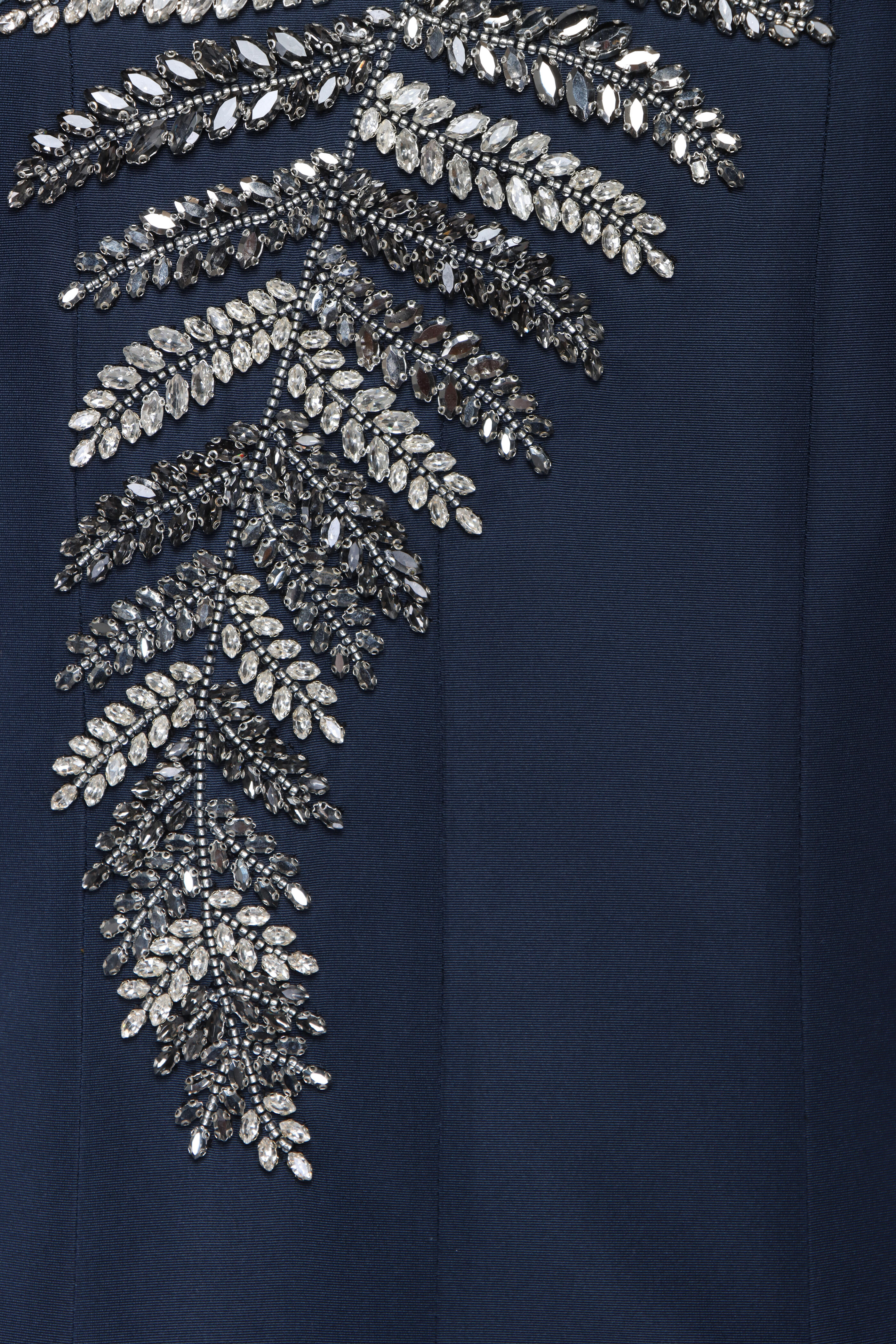 Oscar de la Renta - Navy Fern Sequin Embroidered Faille Gown
