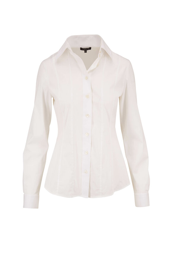 Lafayette 148 New York - Abbott White Stretch Cotton Button Down Shirt