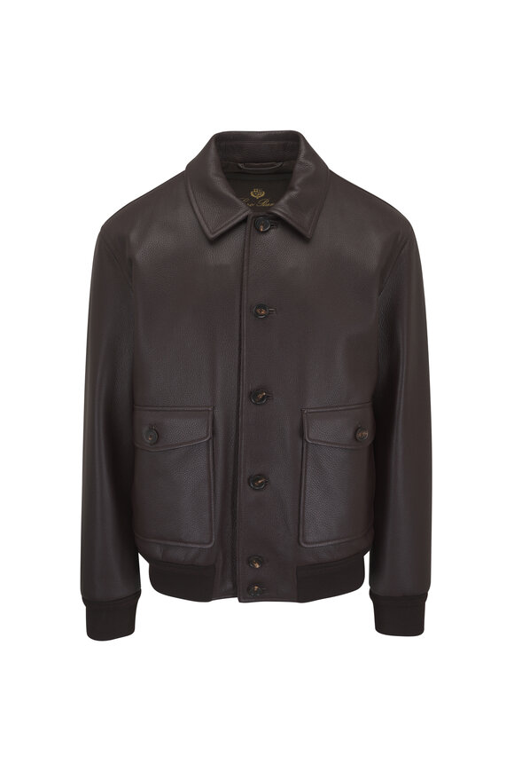 Loro Piana Harden Amber Soil Leather Bomber Jacket - view 1