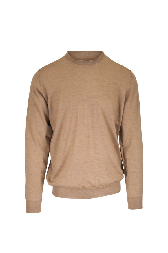 Fedeli Sand Superfine Wool Crewneck Sweater - view 1