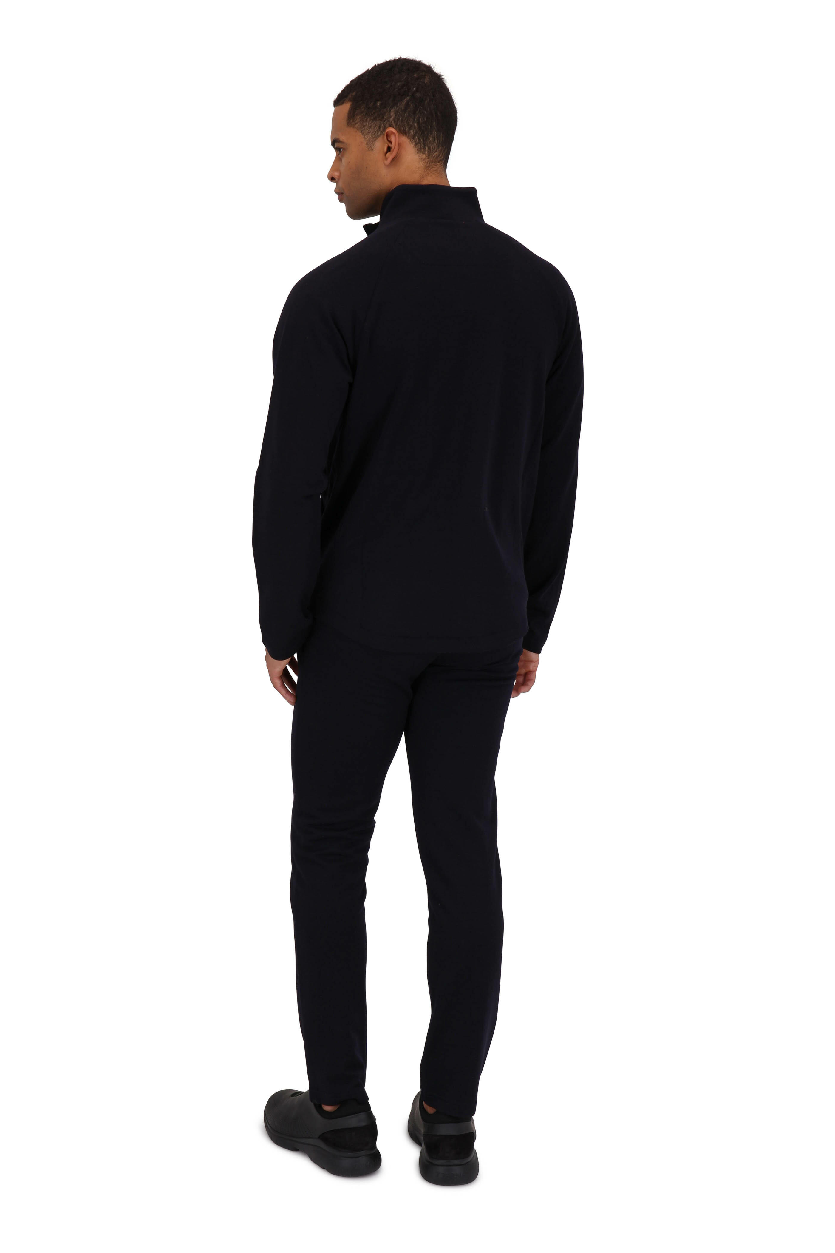 Z Zegna - Navy Blue Techmerino Zip-Front Sweatshirt