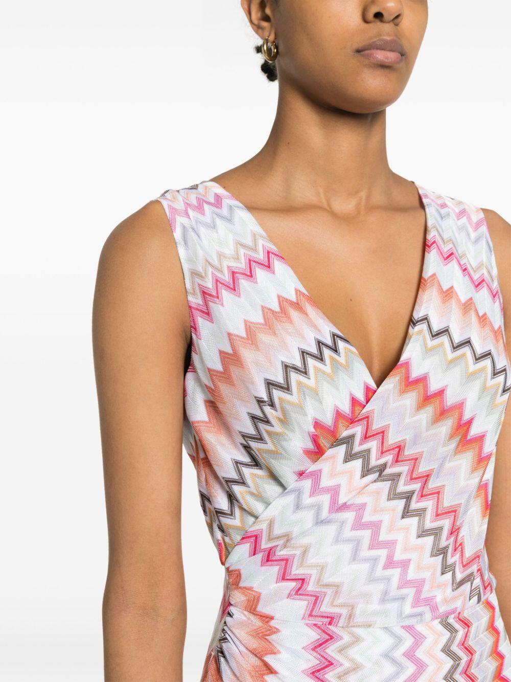Missoni - White Multi Zig Zag Knit Dress