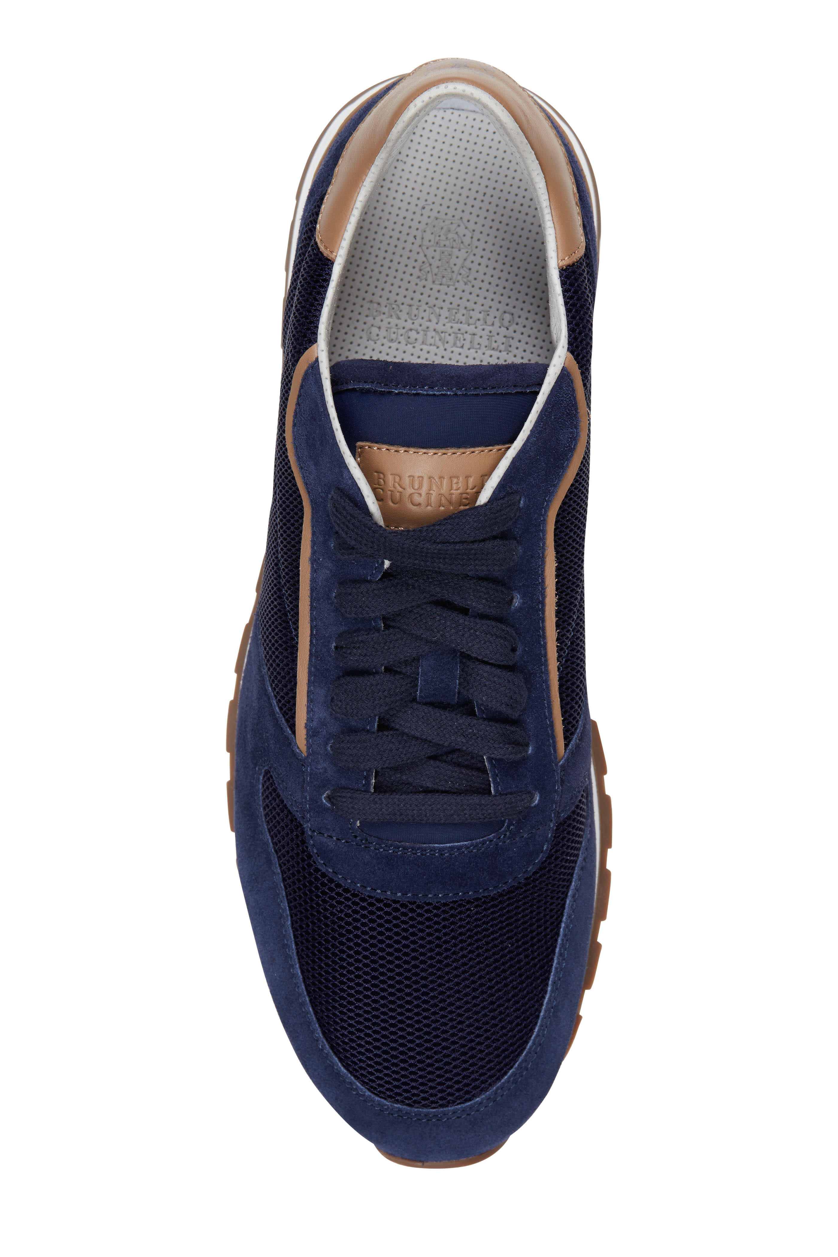 Brunello Cucinelli - Navy & Tan Leather & Suede Low-Top Sneaker