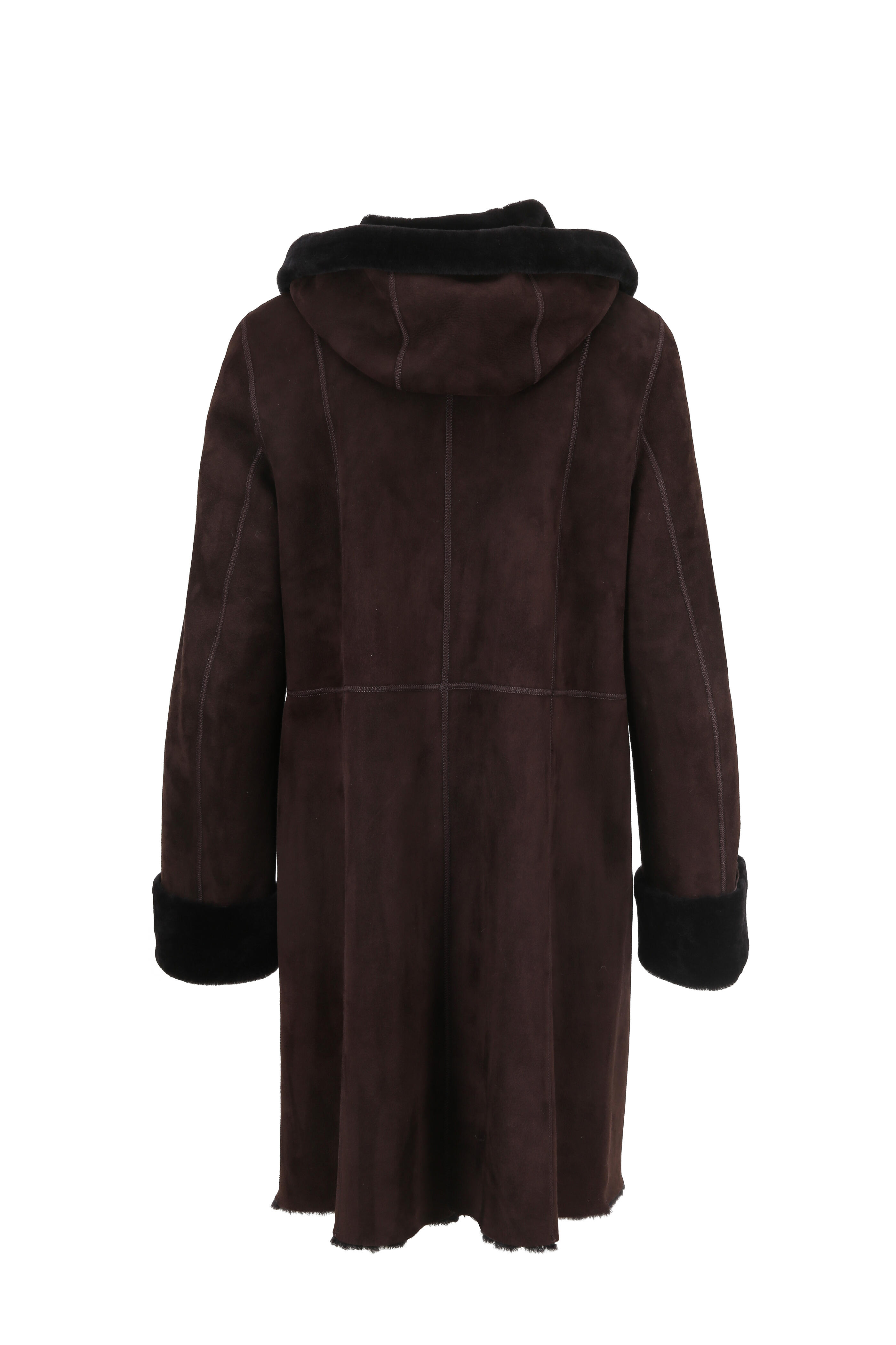 Viktoria Stass - Ebony Brown Shearling Hooded Coat