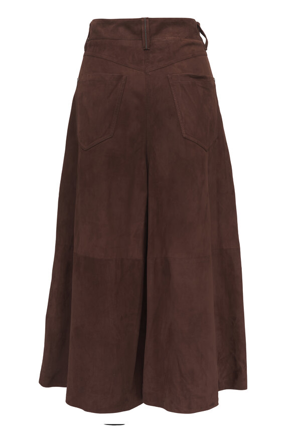 Brunello Cucinelli Hazelnut Suede Low Slung Crop Pant - view 3