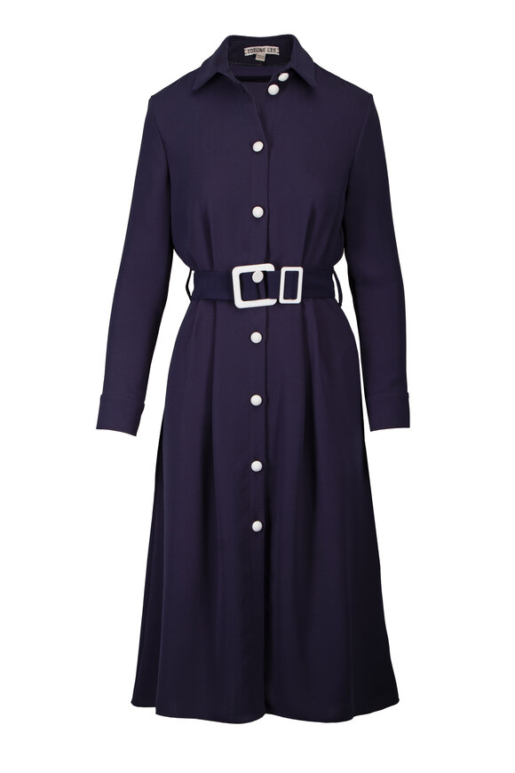 Edeline Lee Echo Navy Blue Midi Shirtdress - view 1