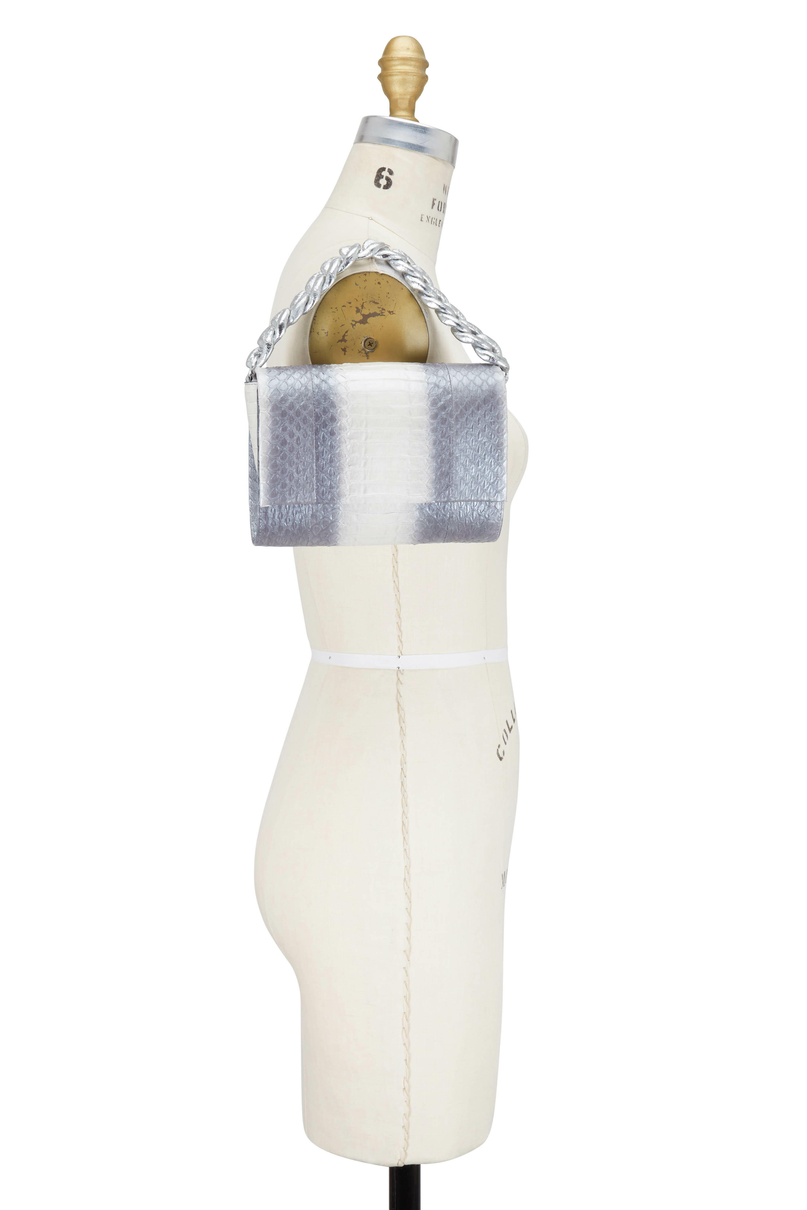 Nancy Gonzalez - Silver Crocodile & Snakeskin Small Chain Bag