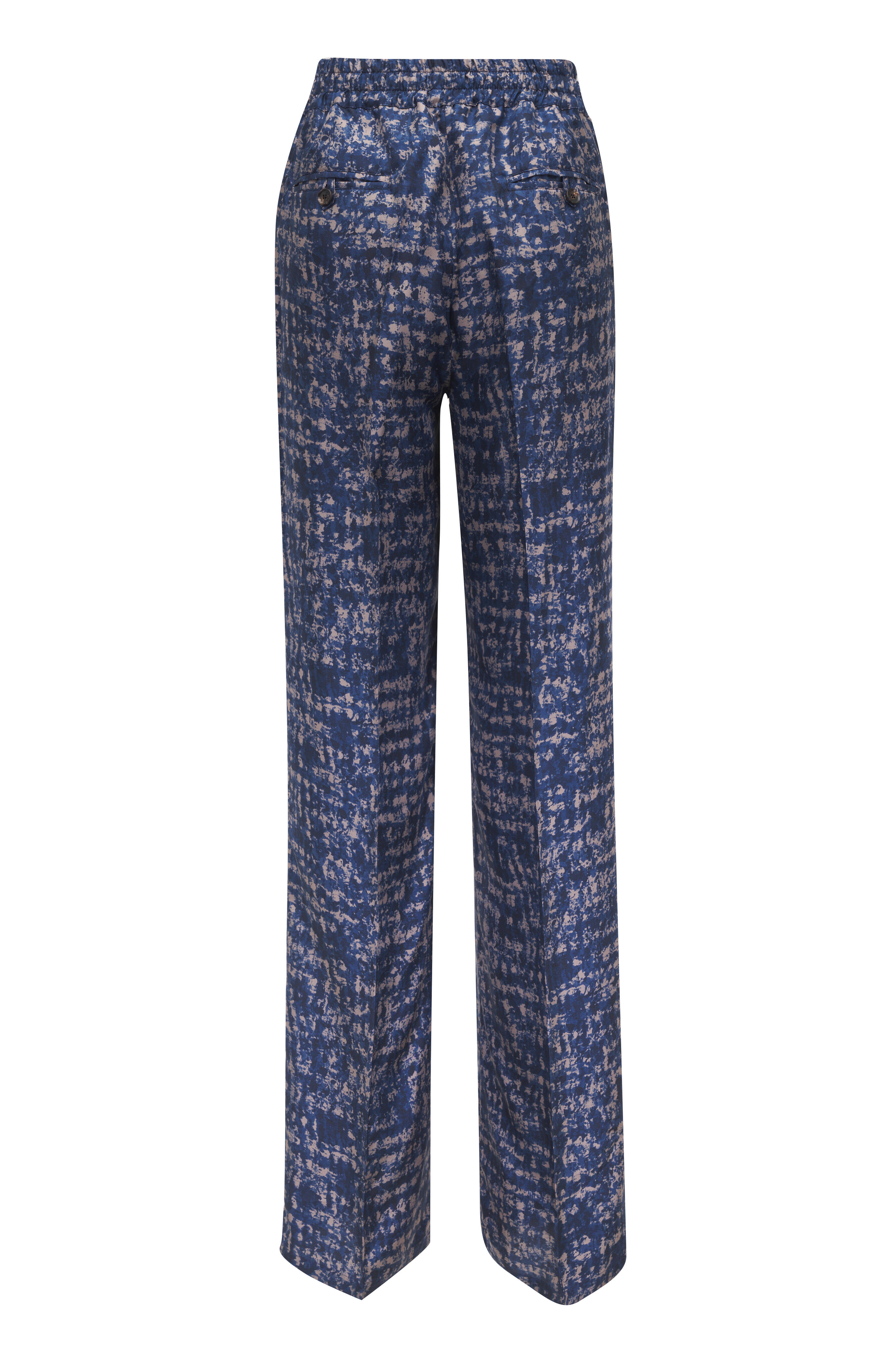 パンツ KITON SILK PANTS WITH PRINT Kiton - Admiral Blue Silk Print Pant | Mitchell Stores