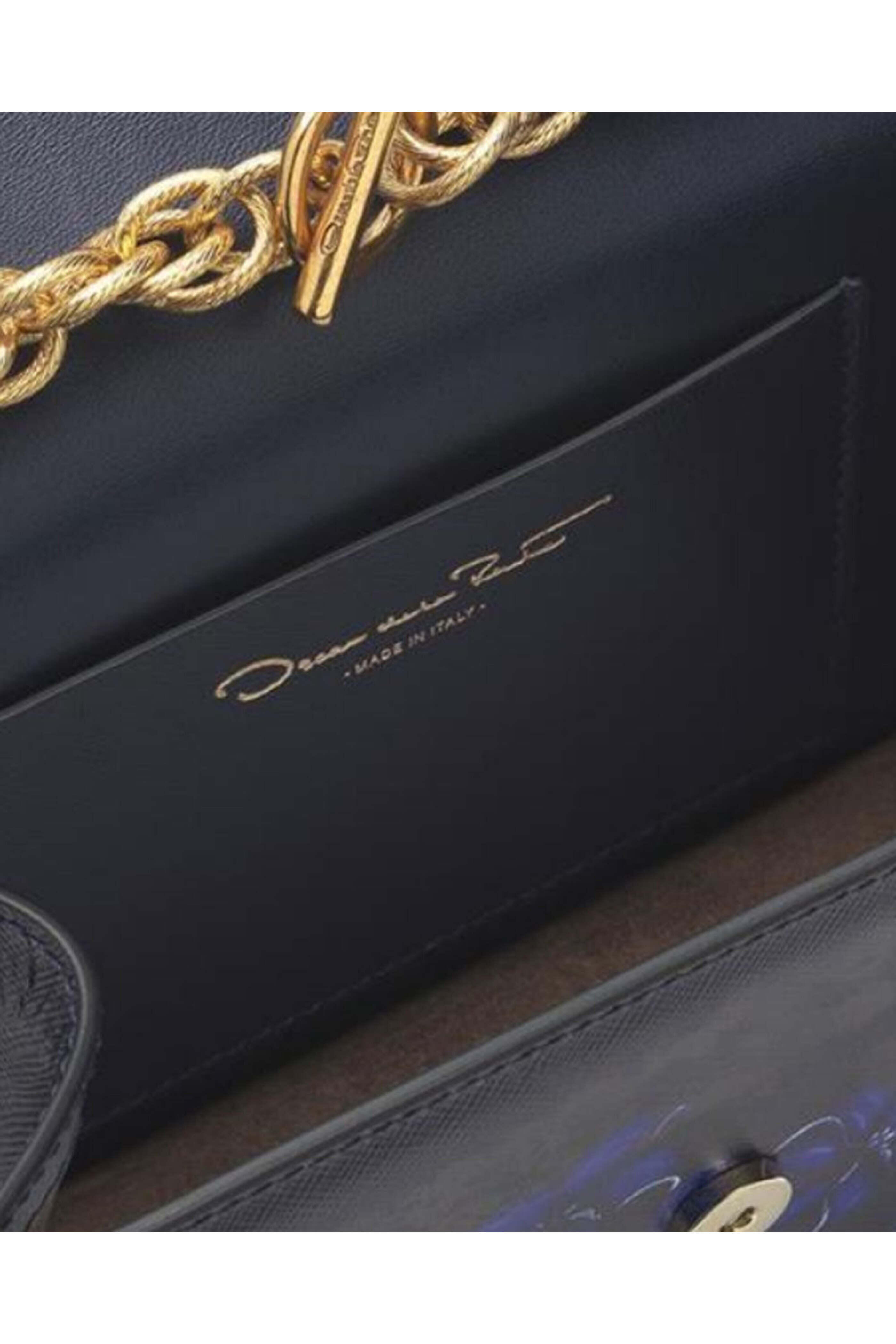 Oscar de la Renta - Floral Printed Tro Bag in Navy