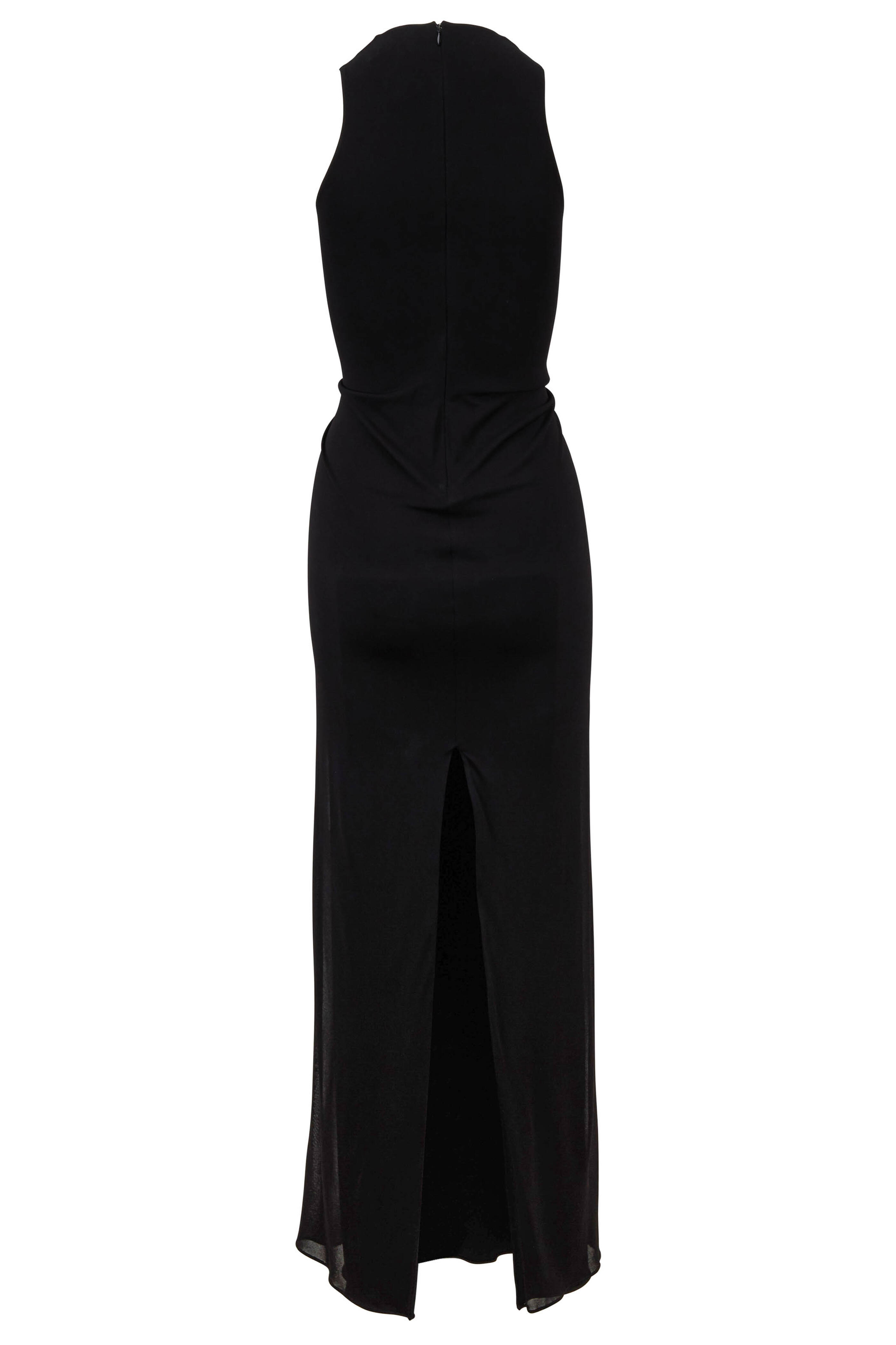 Tom Ford - Black Jersey Front-Knot Sleeveless Gown