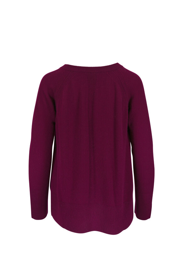 Kinross Burgundy Cashmere V-Neck Sweater - view 2