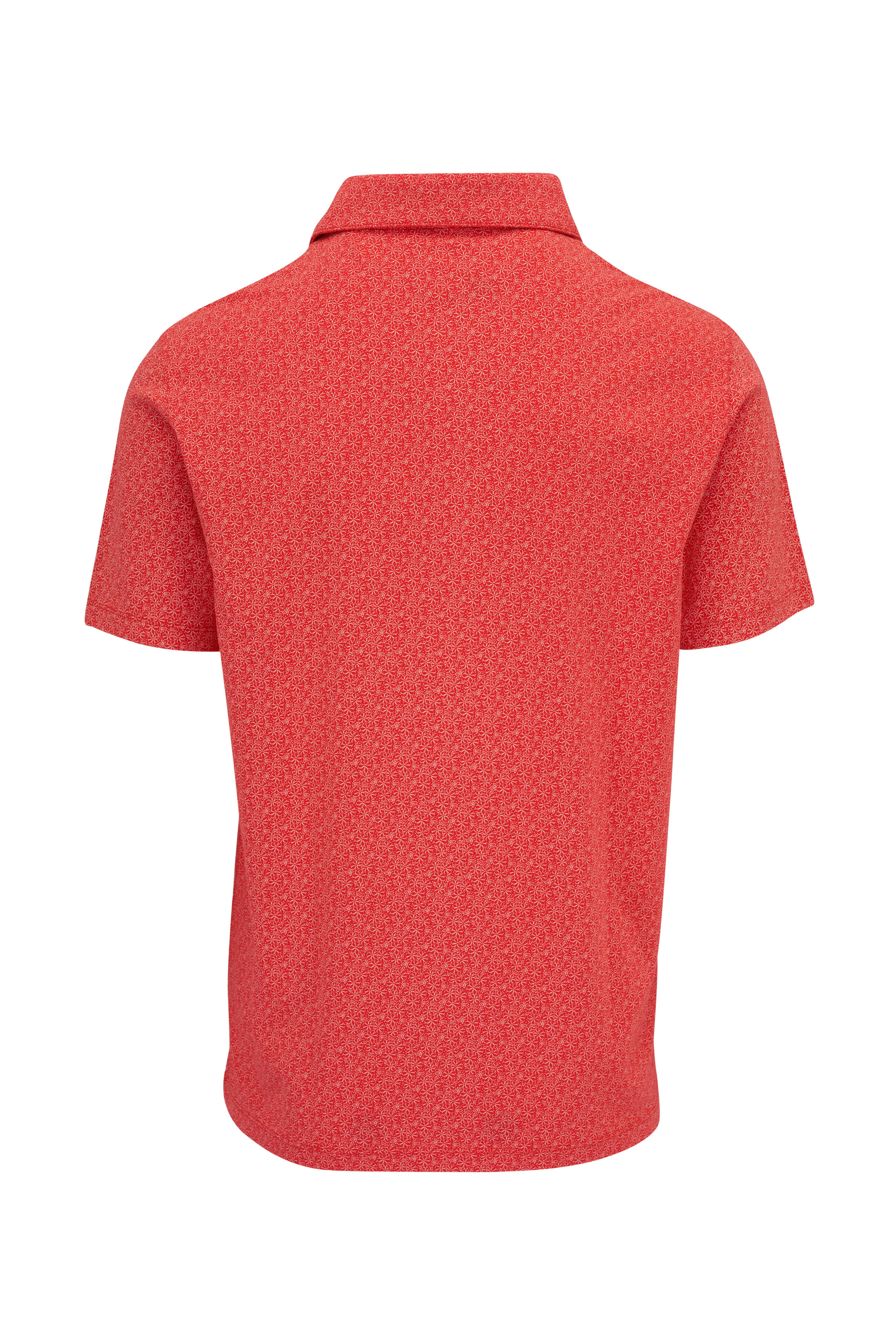 Patrick Assaraf - Red Printed Pima Cotton Stretch Polo