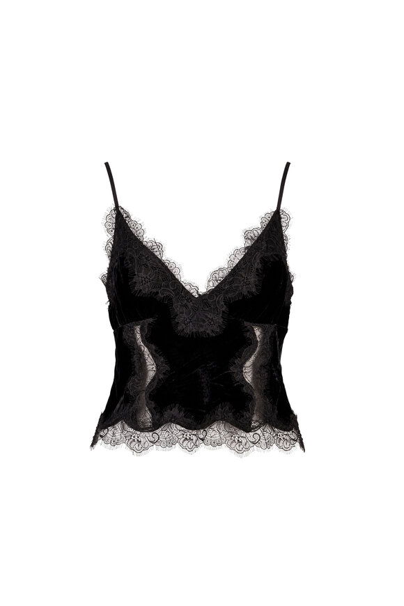 L'Agence Kimber Black Velvet & Lace Tank - view 1