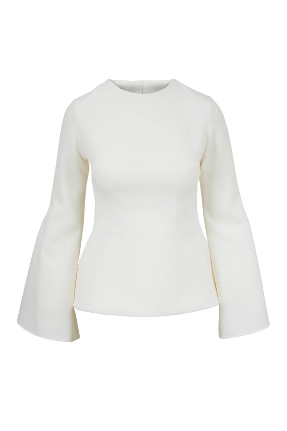 Safiyaa Ida Ivory Stretch Cady Slit-Sleeve Top - view 1