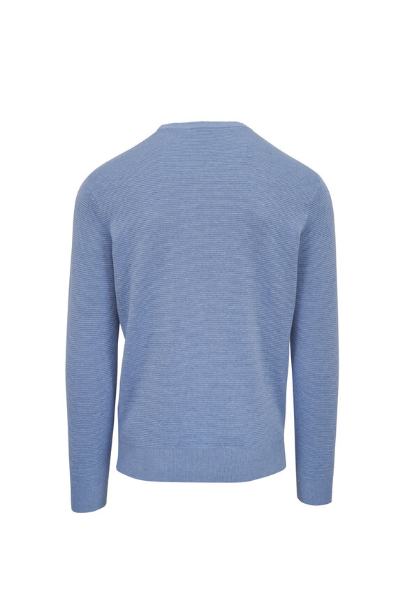 Peter Millar Coolspun Cloudy Blue Textured Crewneck Sweater - view 2