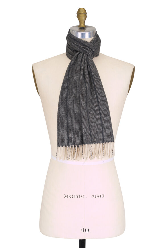 Chelsey Imports Dark Gray Stripe Cashmere  Scarf - view 1