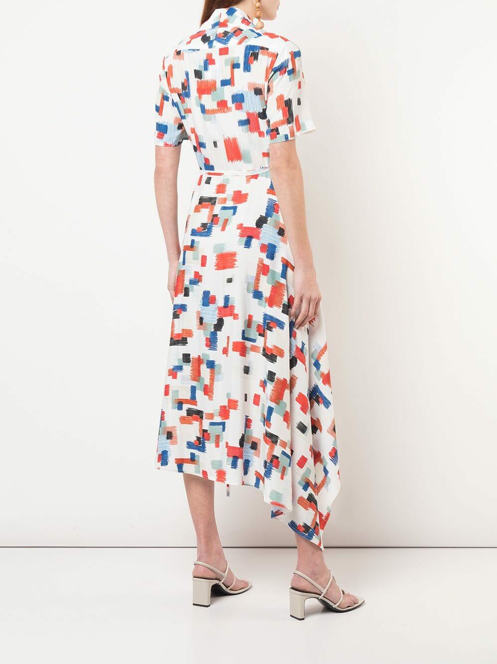 Rosetta Getty - Multicolor Scribble Short Sleeve Wrap Dress