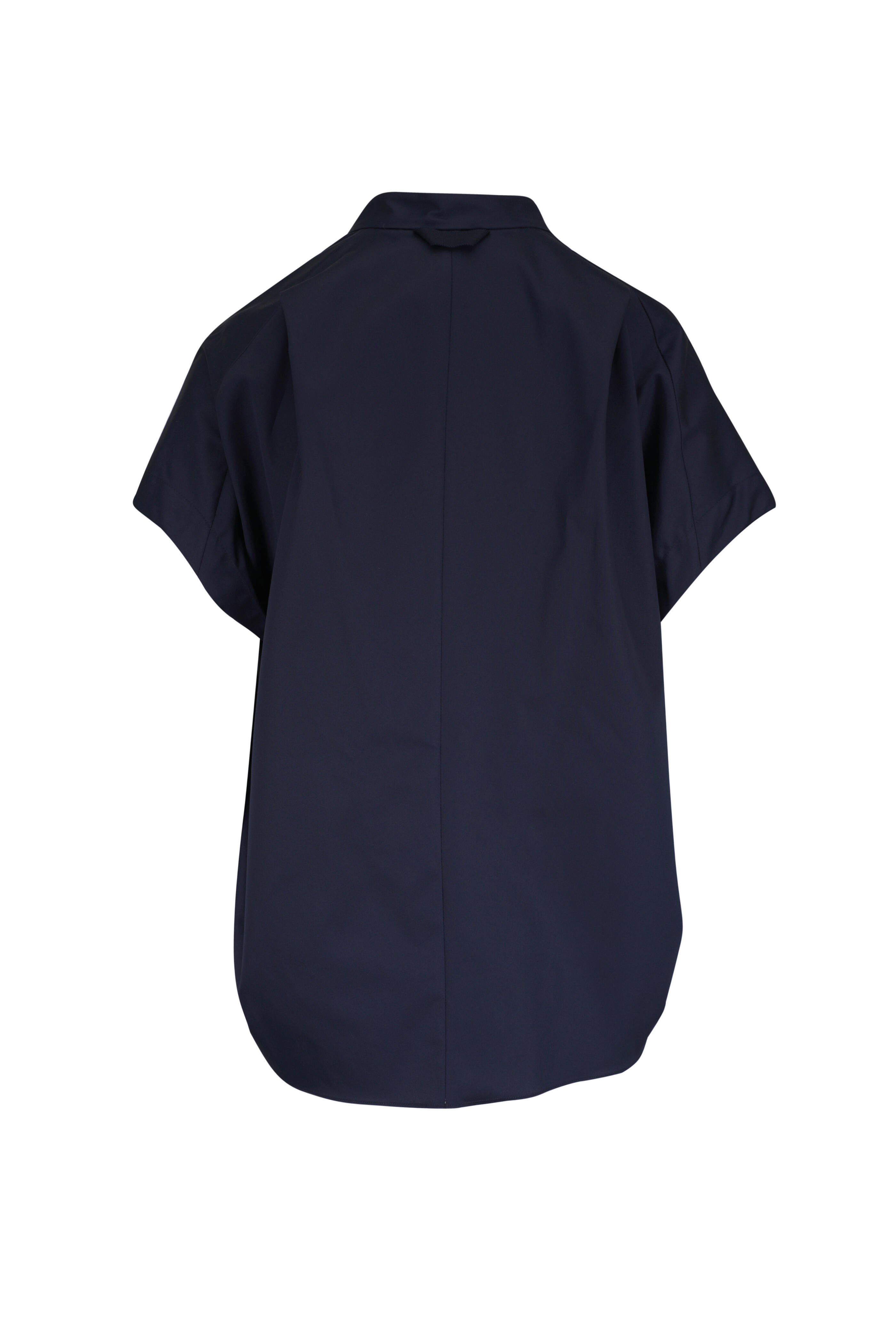 Zero + Maria Cornejo - Fin Gaban Ruffled Navy Short Sleeve Cotton Blouse - view 2