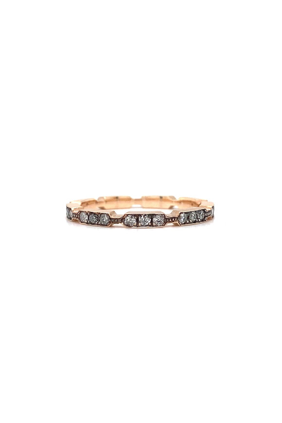 Sylva & Cie 14k Rose Gold Mini Gray Diamond Zipper Ring - view 1